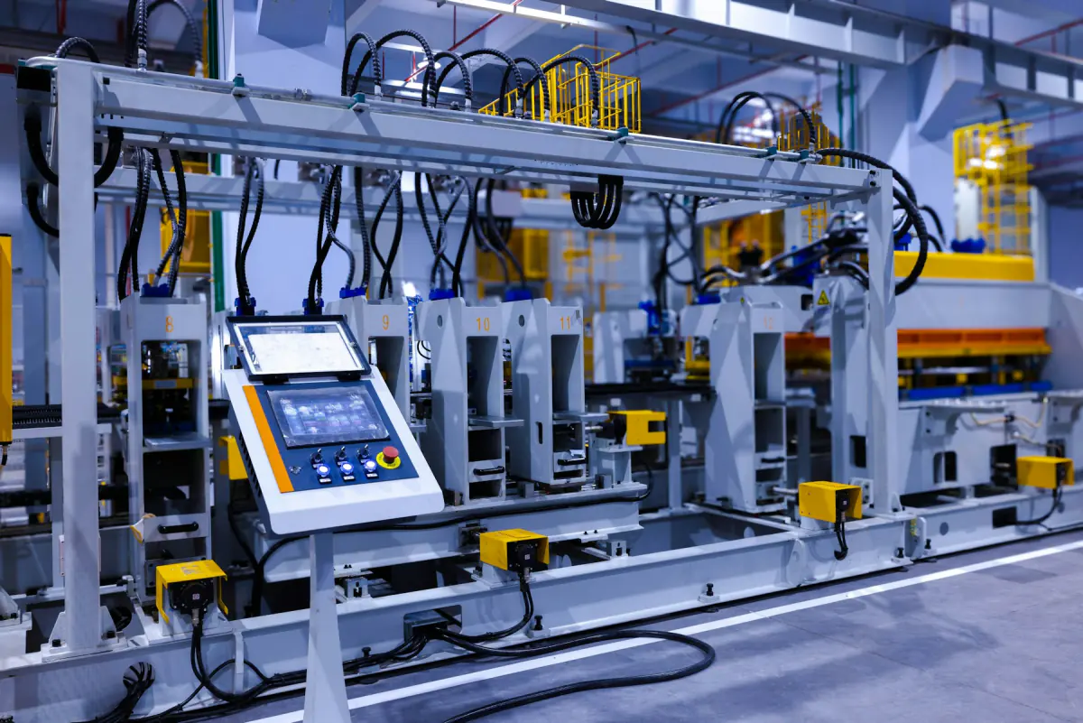 Touchscreen control panel on an industrial line