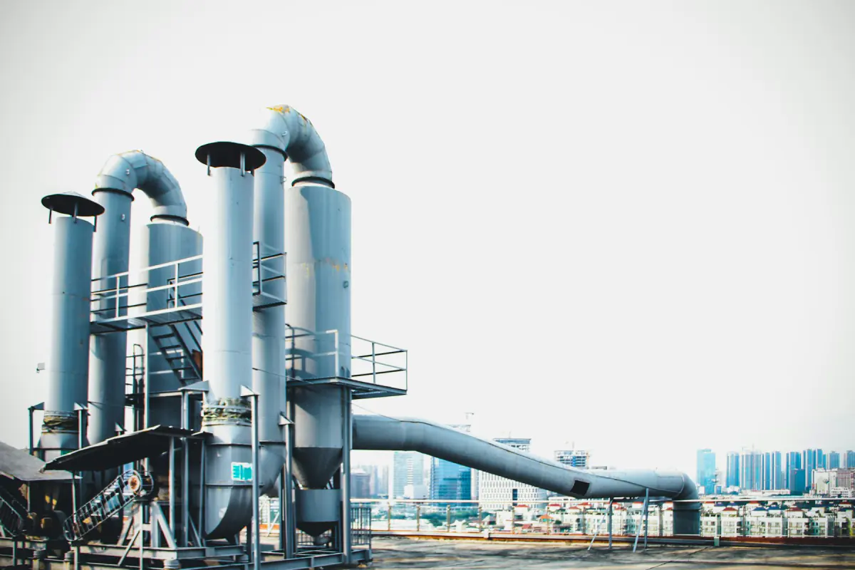 Industrial plant with cyclones and ducts